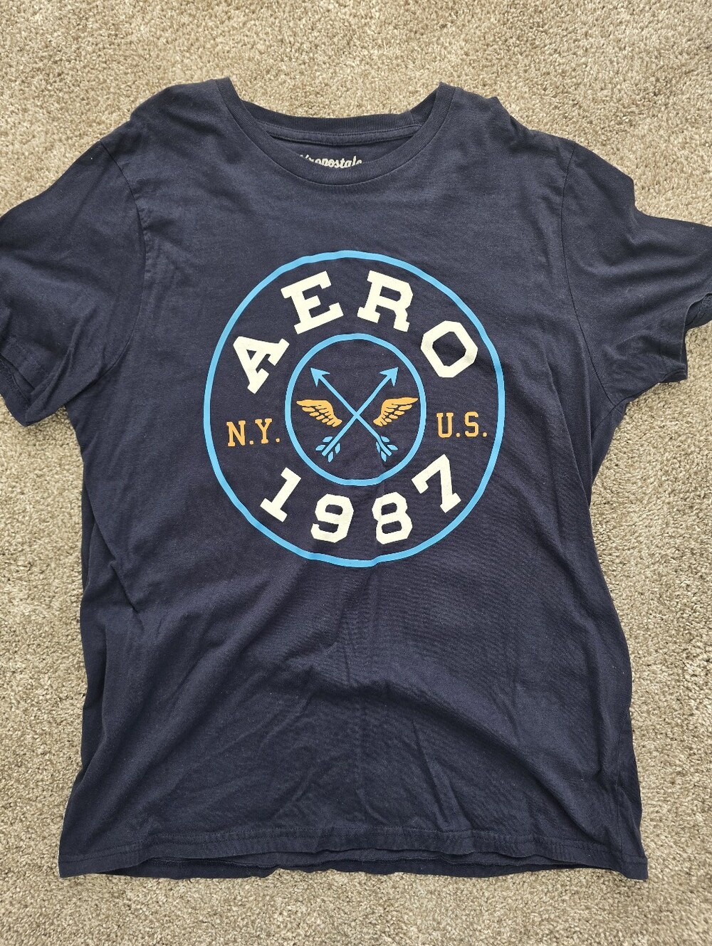 Aeropostale Navy Tee with Blue, White & Gold Logo